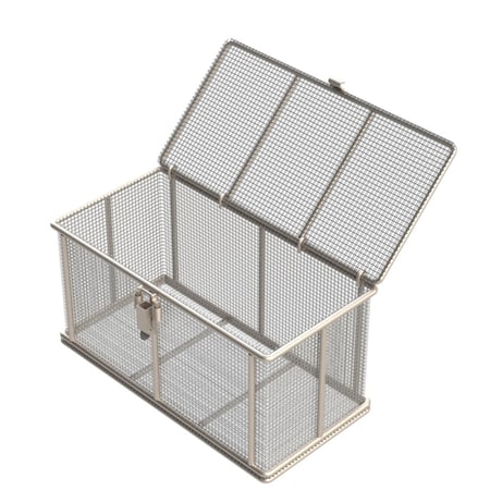 Anysizebasket Rectangular Wire Mesh Basket: 12Lx6Wx6H, 304 SS, 1/4 Rod Frame, Mesh: 4 x .063 TMT-120060060-P04S
